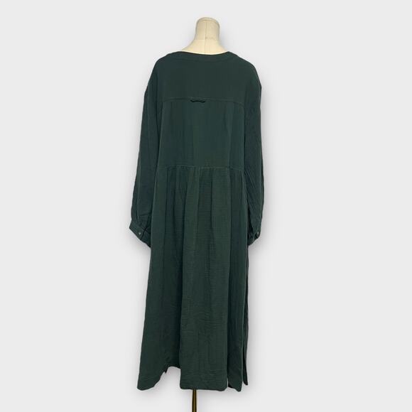 Madewell Plus Lightspun Button-Front Midi Dress Dark Palm Size 16W NEW - Picture 3 of 7